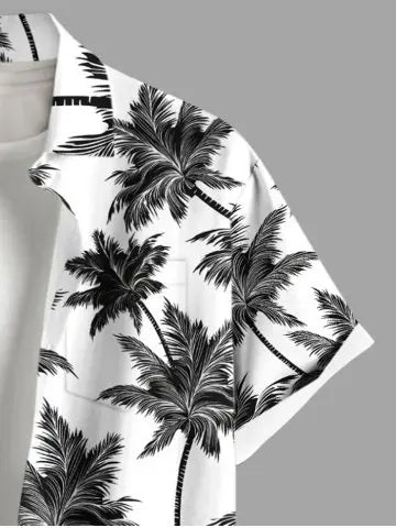 🌴 Split-Tone Tropical Shirt – Midnight & Sand