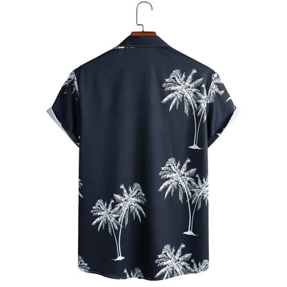 🌴 Split-Tone Tropical Shirt – Midnight & Sand