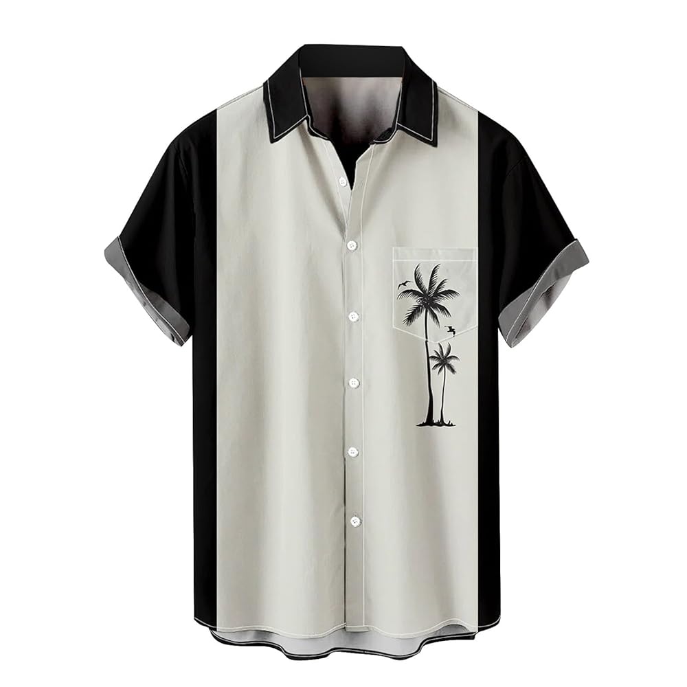 🌴 Split-Tone Tropical Shirt – Midnight & Sand