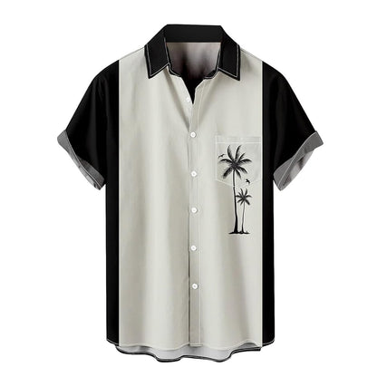 🌴 Split-Tone Tropical Shirt – Midnight & Sand
